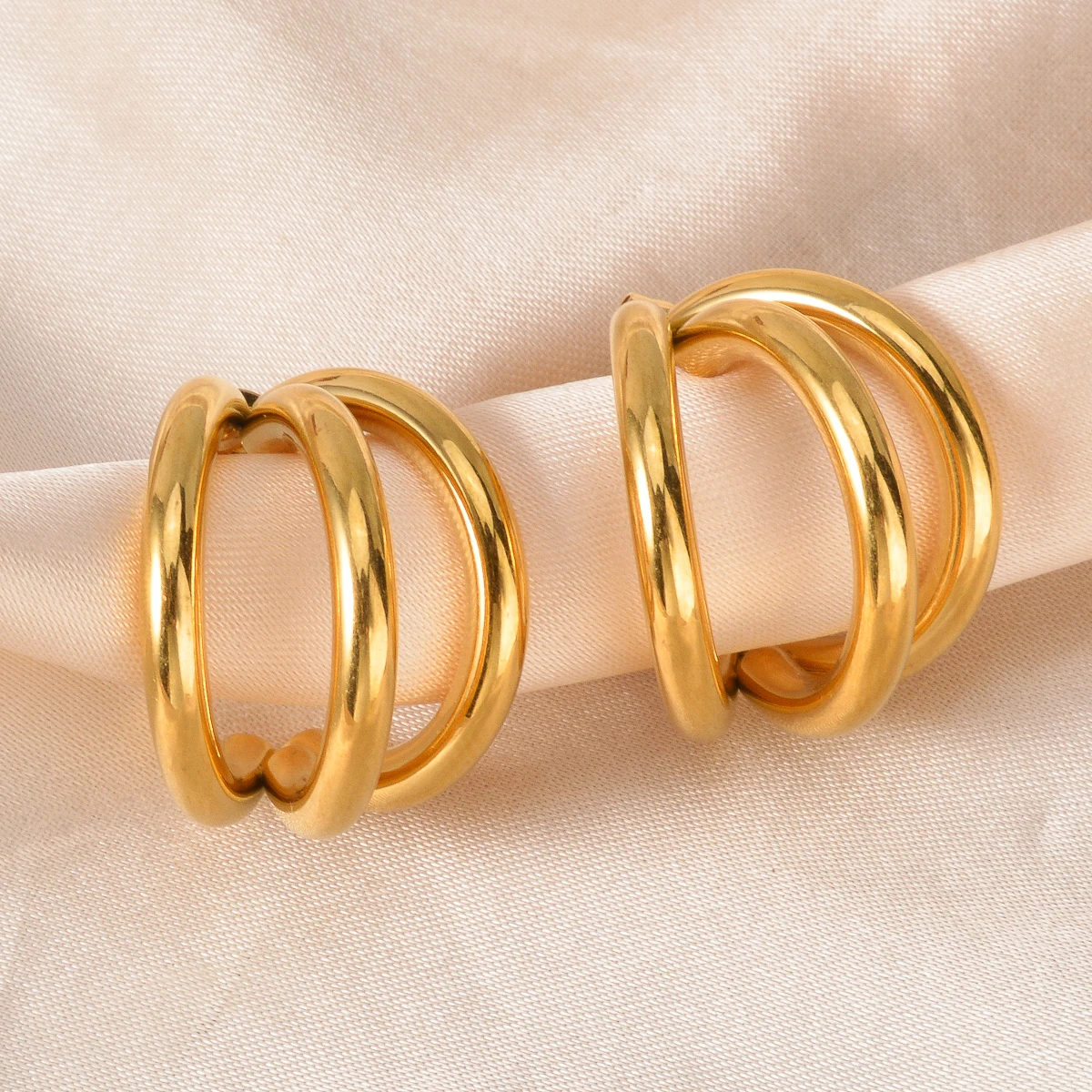 

Stainless Steel Gold Plated Hoop Earrings Minimalist Avant Garde Chic Fashion Women Jewelry Birthday Valentine Anniversary Gift