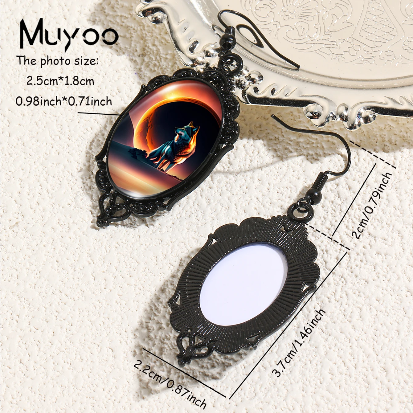 أقراط زجاجية من كابوشون خطاف السمك ، متدلية مصنوعة يدويًا من اليقطين الأسود ، كسوف القمر الذئب ، موضة وصلت حديثًا ،