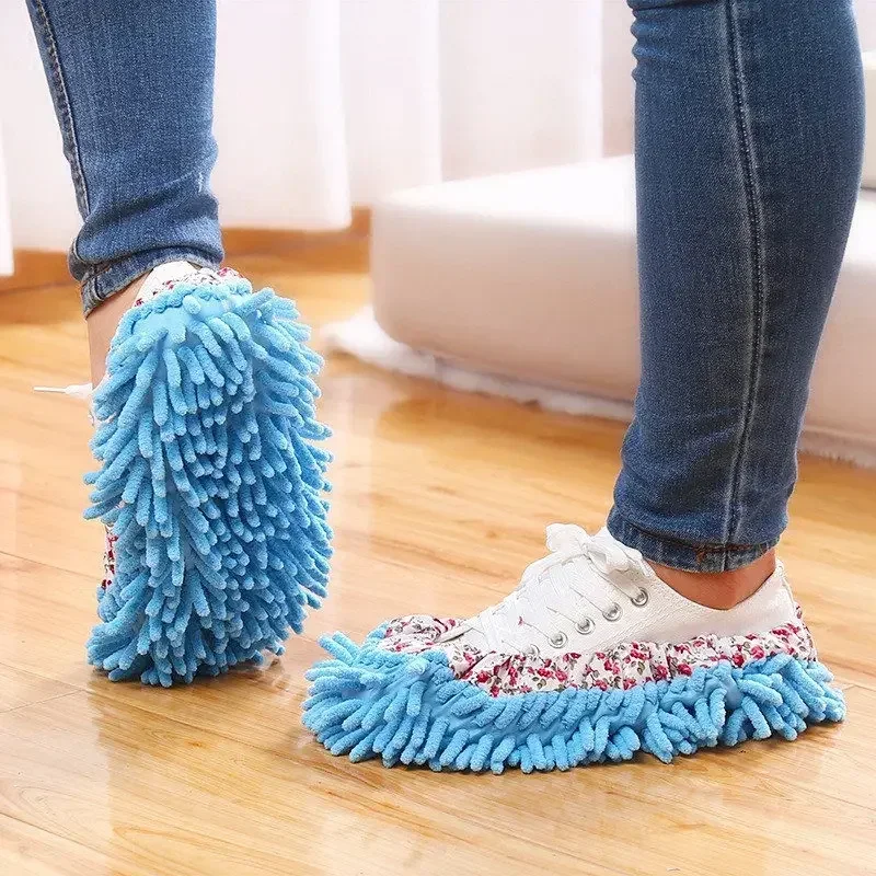 2pcs Dust Cleaner Grazing Slippers House Bathroom Floor Cleaning Mop Cloths Clean Slipper Microfiber Lazy Shoes Cover