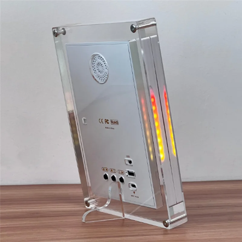 3CGRO-IPS Digital Picture Photo Frame With Music-Sync LED Ambient Light Auto-Rotation 4GB Video/Photo Playback US Plug