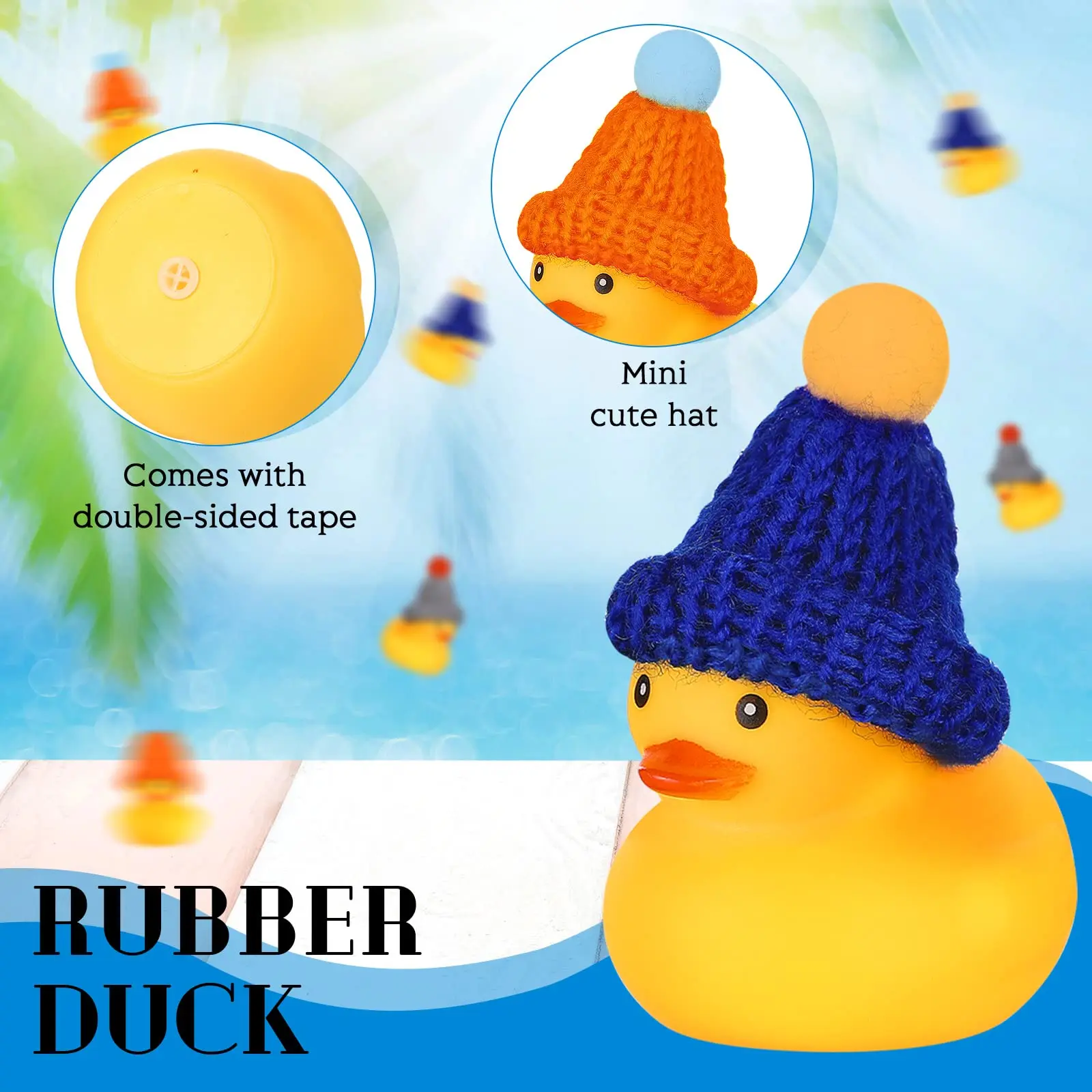 12 pezzi anatre di gomma con 12 occhiali da sole/cappelli/copricapo/sciarpa piccole anatre da crociera alla rinfusa Mini Duckies di gomma giocattoli