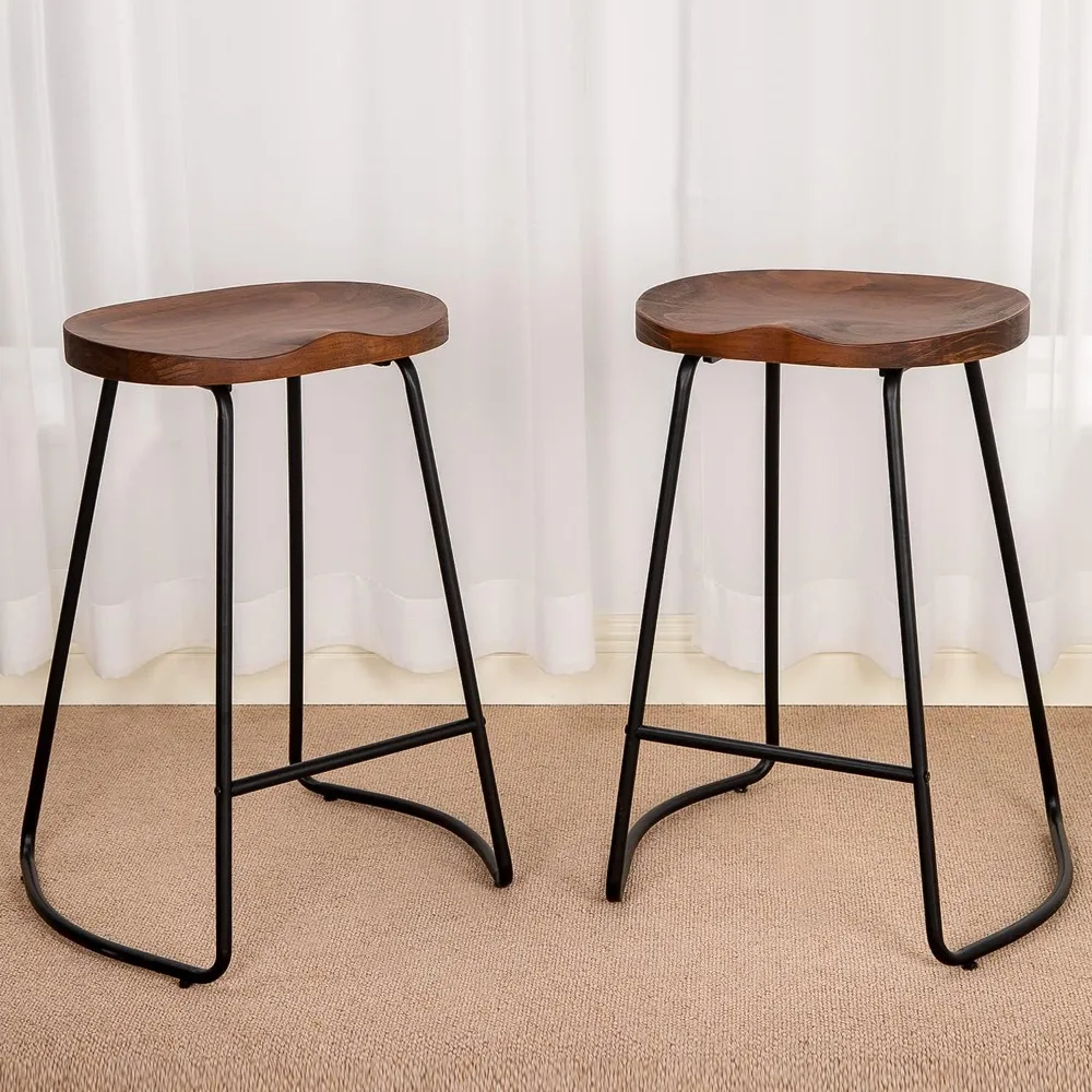 Bar Stools, Solid Wood Barstools Set of 2, 26