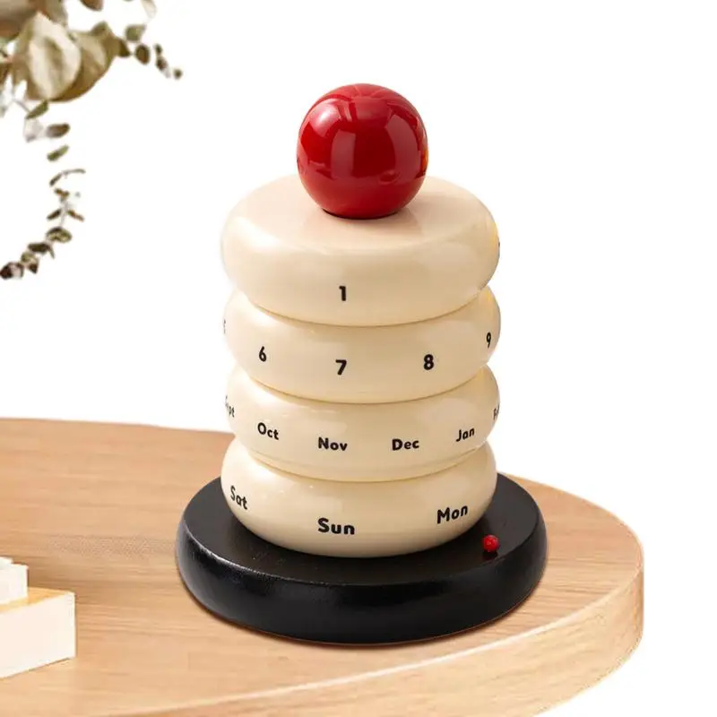 Rotating Perpetual Calendar Desk Date Display Block Calendar Decoration Desk Calendar Home Desk Ornament Creative Contrast Color