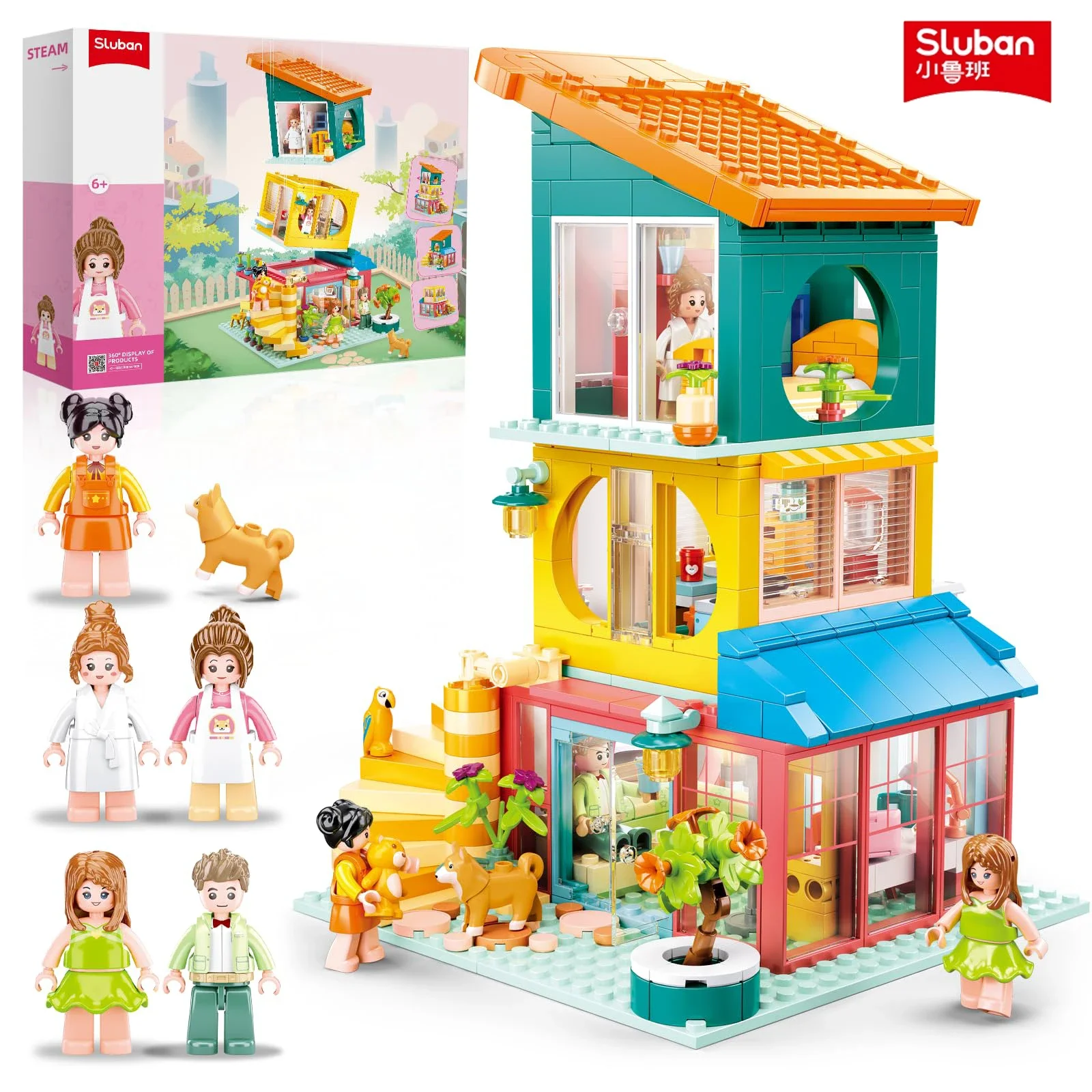 Edifício colorido empilhamento brinquedo modular, decoração desktop, casa, cozinha, quarto, sala de estar, crianças, feriado presente, DIY, 571pcs