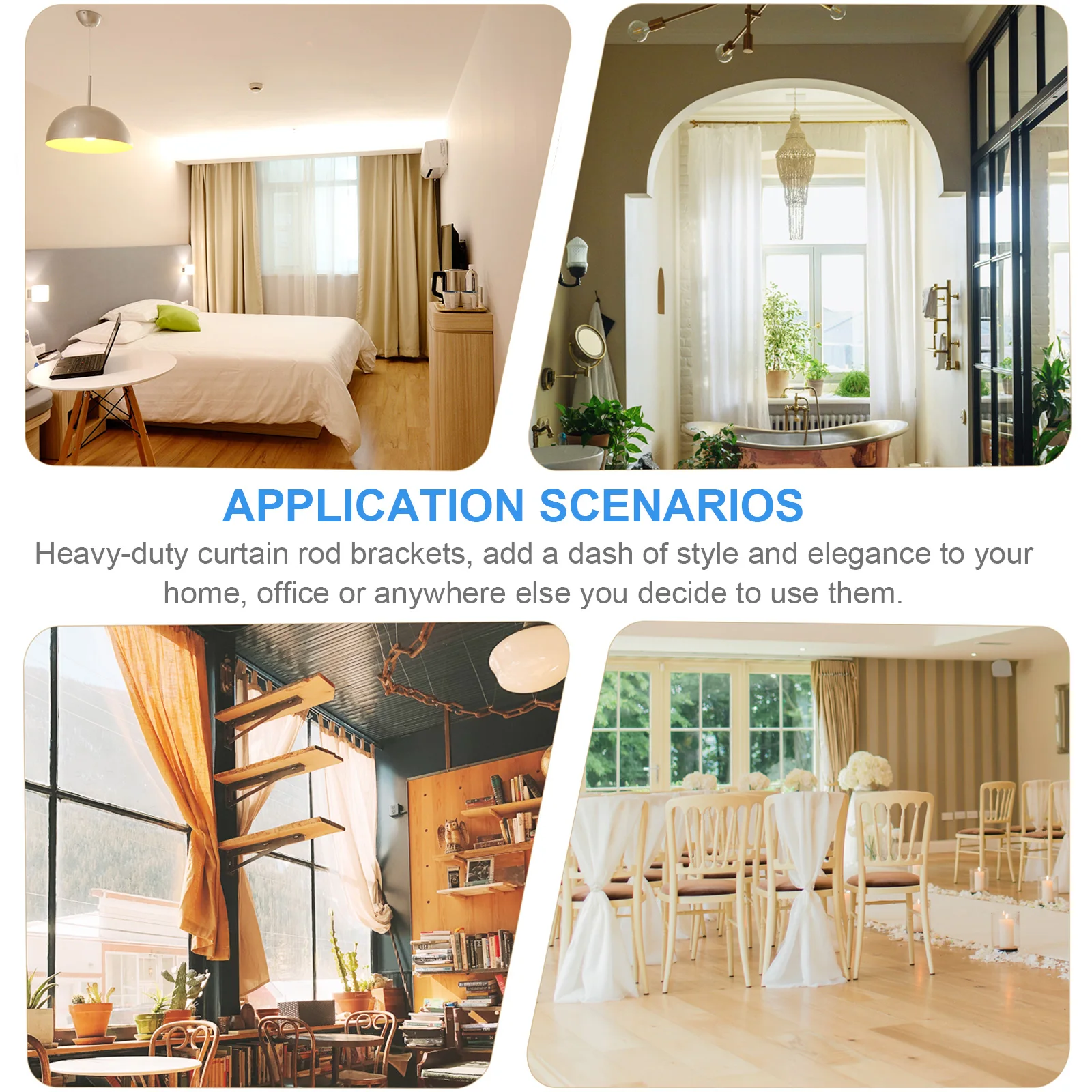 

2 Pcs Curtain Rod Bracket Fixing Tools Decor Rods Home Pole Holder Brackets Ceiling Installation Household Support