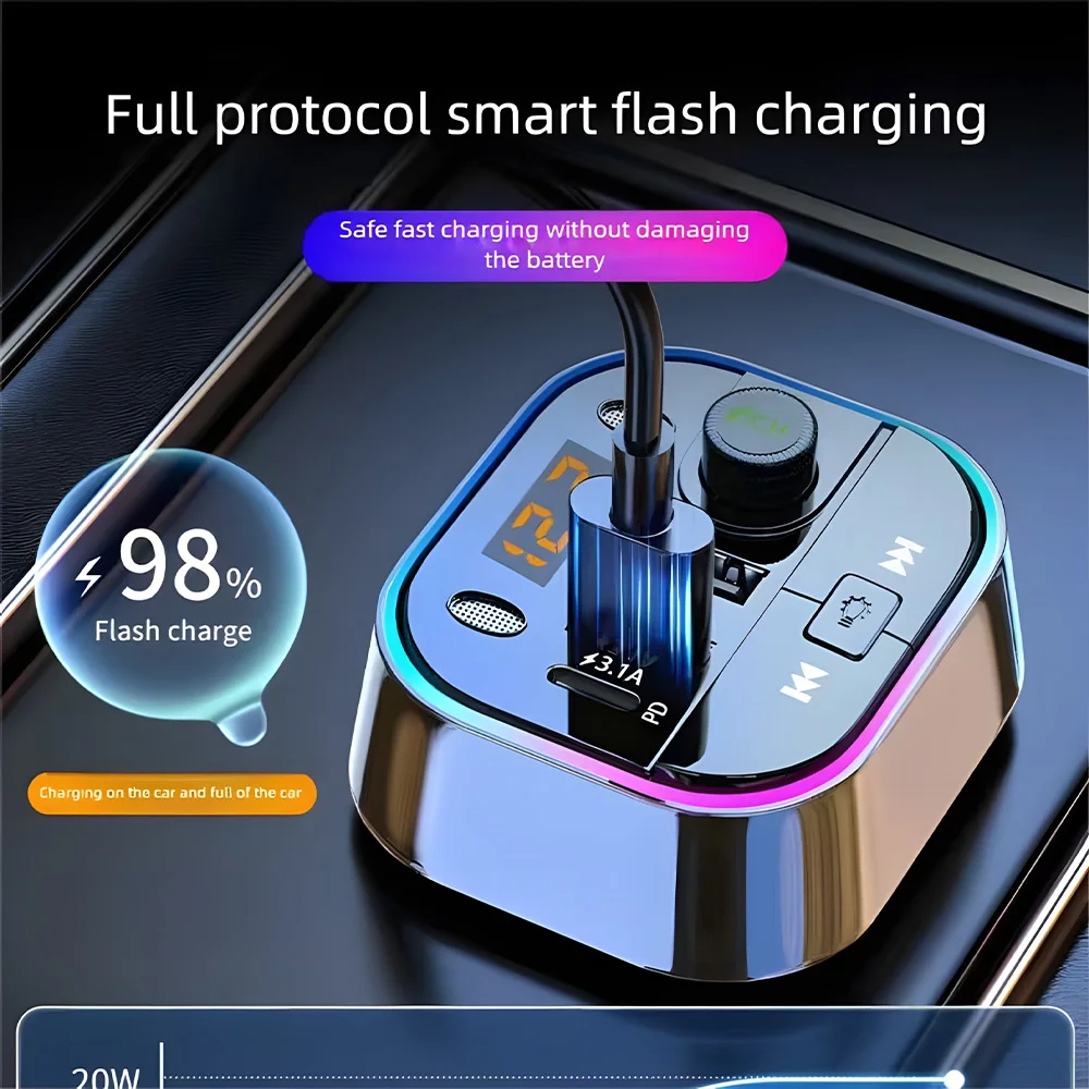 

Vehicle Mounted Bluetooth Receiver Multi Functional Non Destructive Audio Quality Cigarette Lighter Adapter FM Transmitter