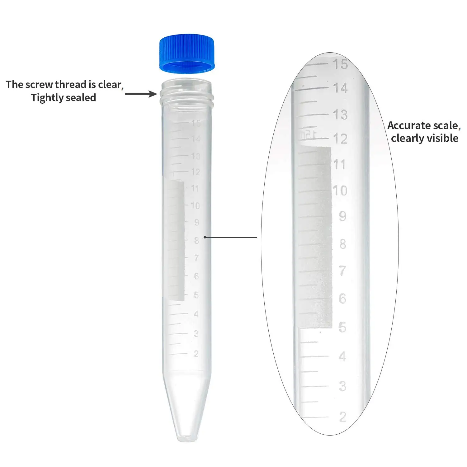 Imagem -04 - Tubo de Centrífuga de Plástico de 15ml Tubos de Ensaio Cônicos com Tampas Tubo Pcr Prp Equipamento de Laboratório Tubo de Ensaio