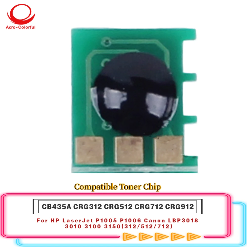 CB435A CRG312 CRG512 CRG712 CRG912 Compatible Toner Chip For HP LaserJet P1005 P1006 Canon LBP3018 Printer Cartridge 1.5K