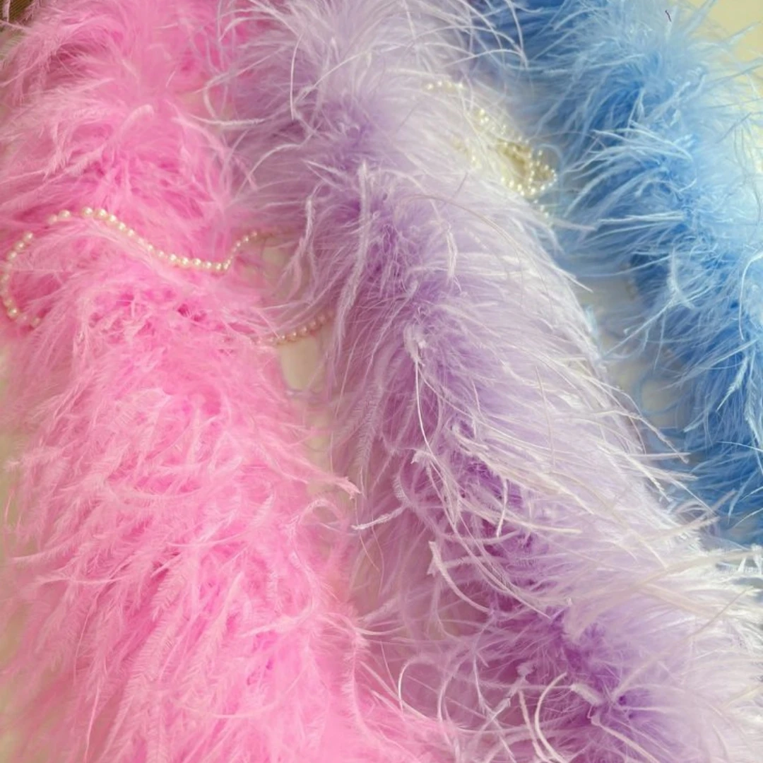 

Customized Multicolor 6ply 10ply Ostrich Feathers Boa Fluffy ostrich Trim For Party Shawl Dress Clothing DIY Decoration Scarf