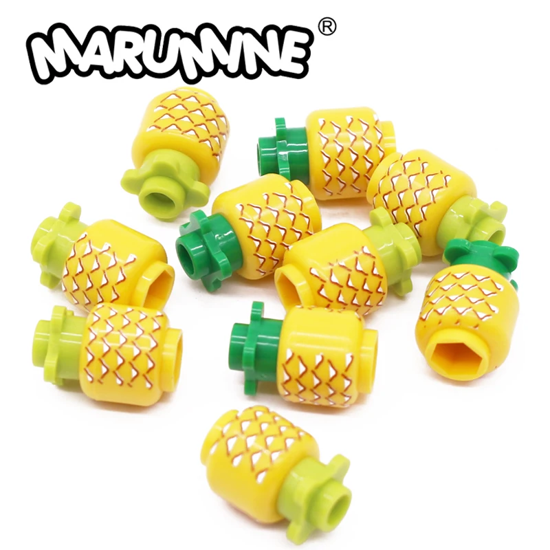 Marumine MOC Bricks Fruit 20PCS Pineapple Food Parts Construction with 3626 cpb1018 DIY City Friends Building Bricks Accessories