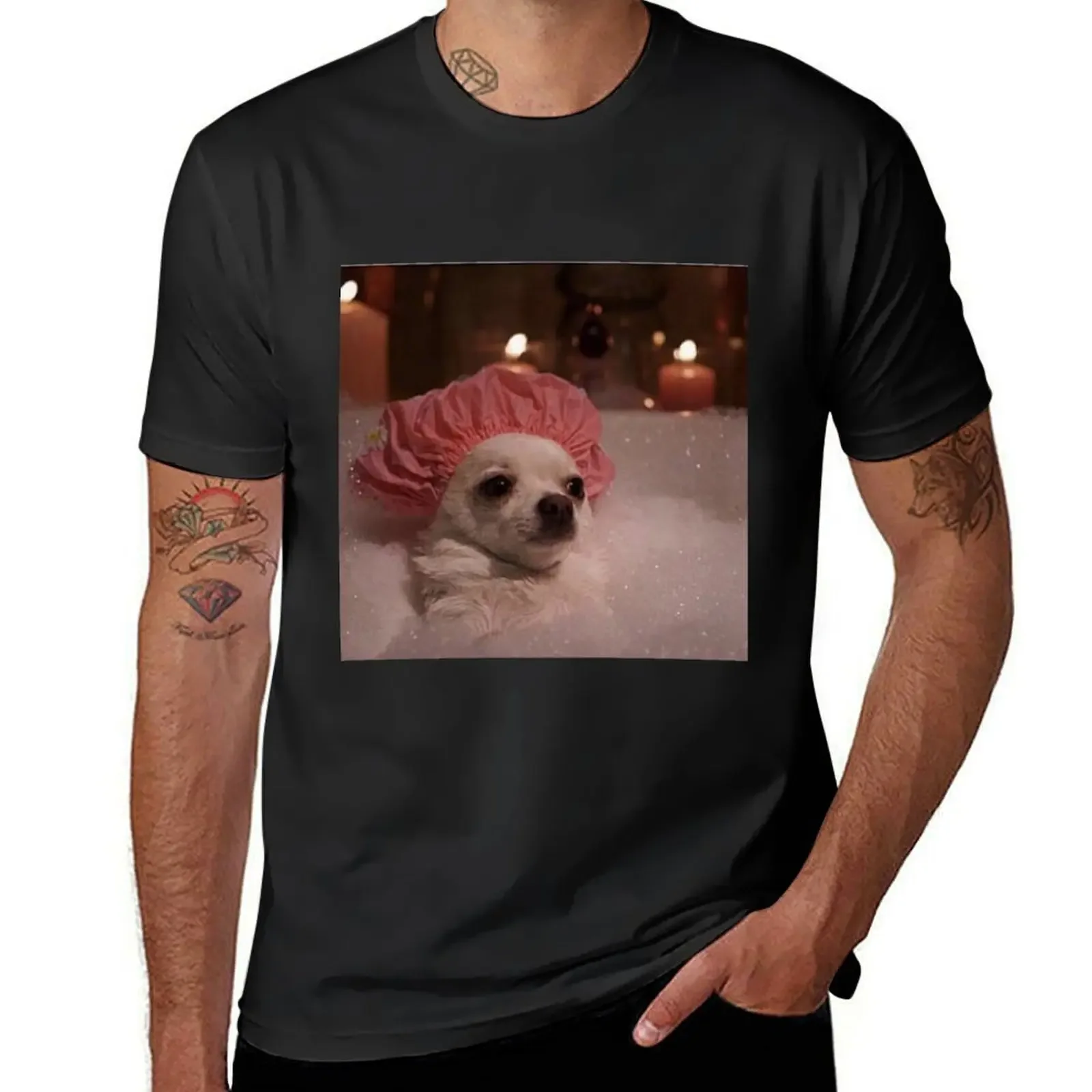 

Bath Doggo T-Shirt kawaii clothes blacks cotton graphic tees big and tall t shirts for men