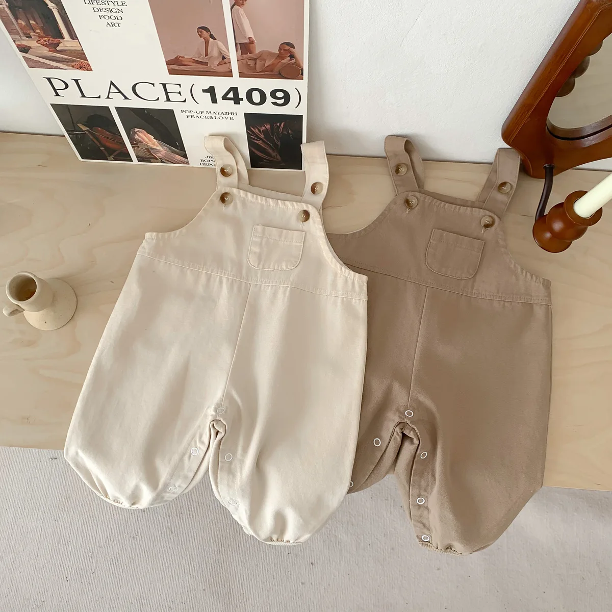 

Baby Clothes Korean Style Solid Color Simple Suspenders Pants 2024 Autumn New Boys and Girls Baby Fashion Casual Suspenders