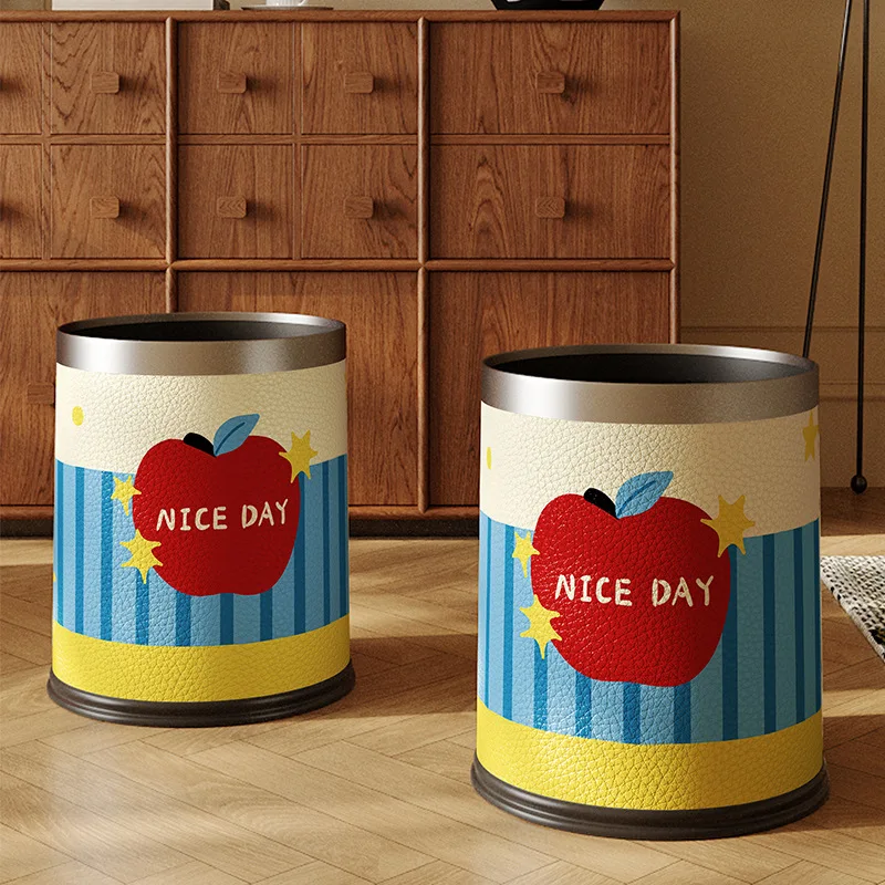 DSA leather trash can household living room kitchen large capacity bedroom high value sanitary bucket
