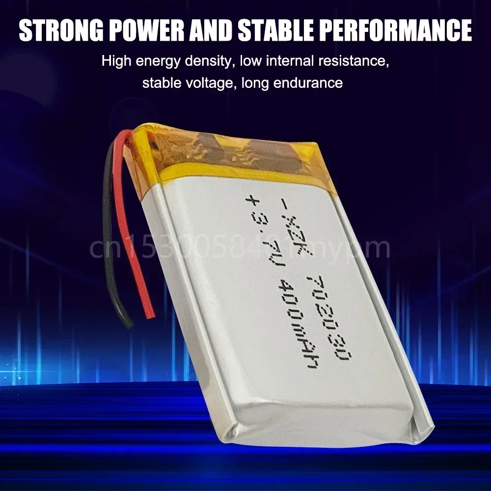 702030 3.7V 400mAh Lithium Polymer Rechargeable Battery for MP3 DVD GPS Scale Sprayer Watch Camera Bluetooth Headset Cell Toys