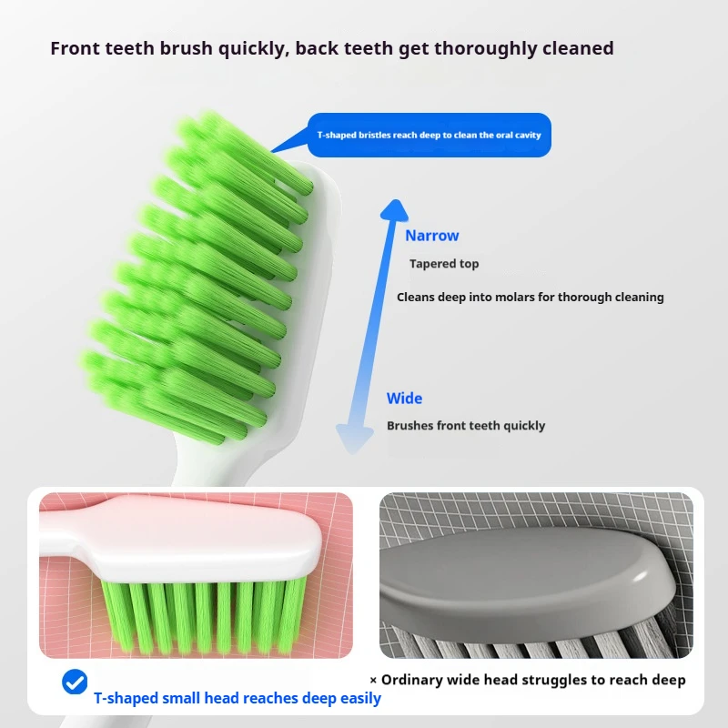 4/2 Set (Set of 2) T-Shaped Small Head Toothbrushes, Children's Soft Bristle Toothbrushes, a Good Helper for Protecting Teeth, Promoting Healthier Growth for Children, Suitable for Various Situations, a Great Gift Choi