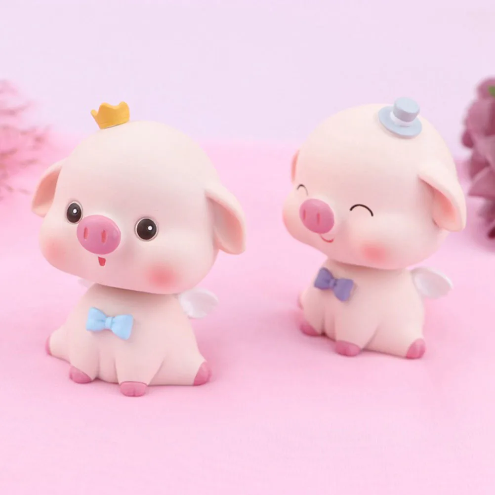 

Pig Desktop Decor Shaking Head Resin Open Eye Cute Car Dashboard Ornament Home Office Decoration Desktop Pig Ornament
