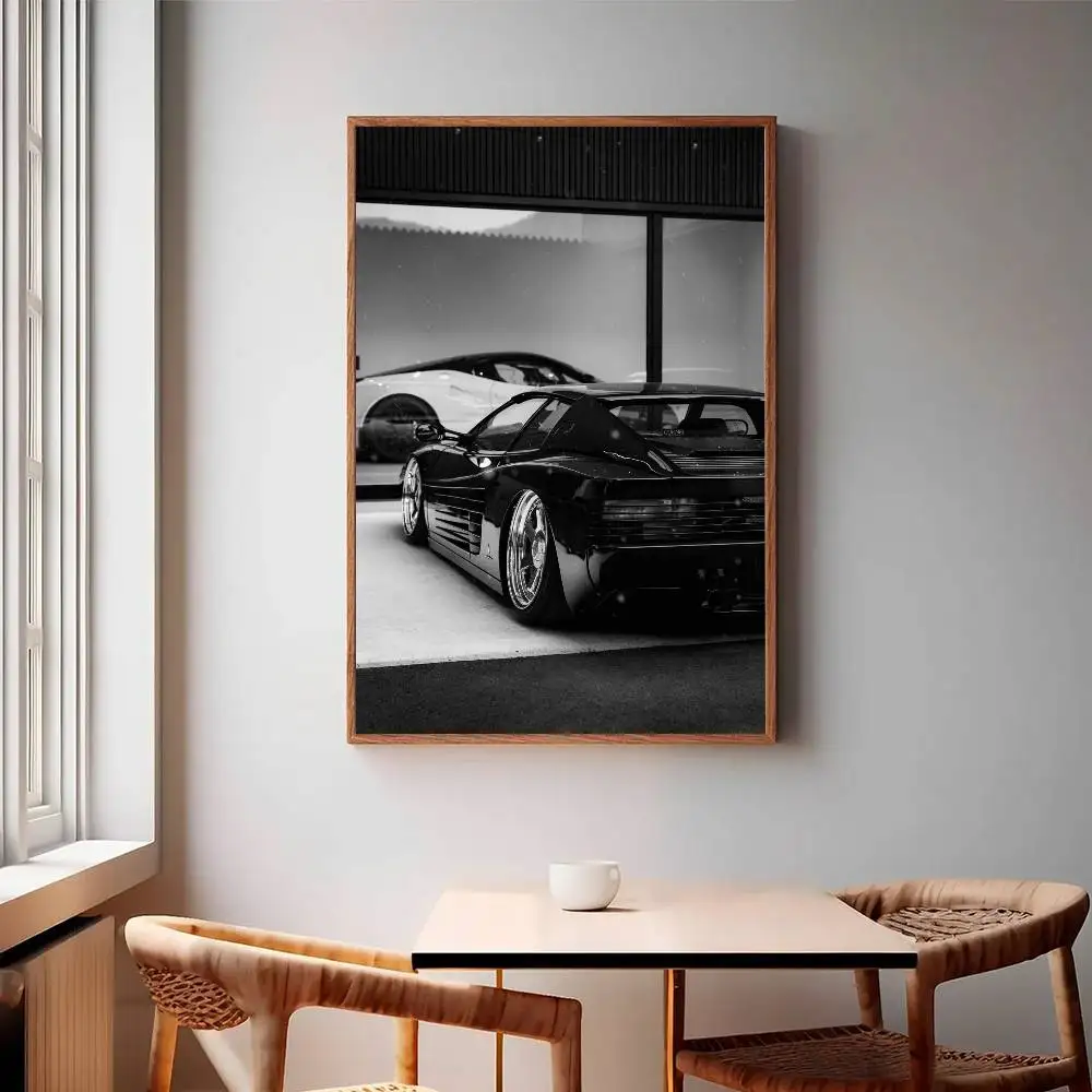 Slammed Ferrari 512TR Poster Self-adhesive Wall Art Decorations Room Decor HD Frameless