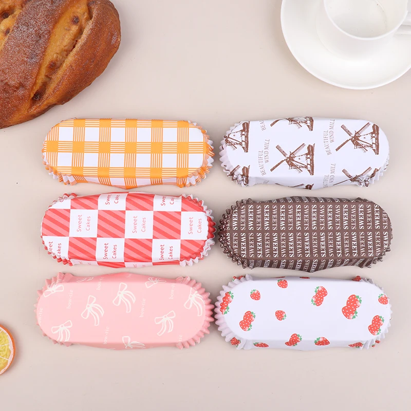 ●100Pcs Disposable Cupcake Liners Greaseproof Baking Cups Non-Stick Paper Baking Cups Boat Shape Cake Paper Mufin Liners