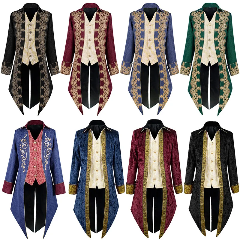 Medieval Tuxedo Steampunk Vintage Victorian Long Sleeve Windbreaker Medieval Vintage Suit Prince Costume For Men