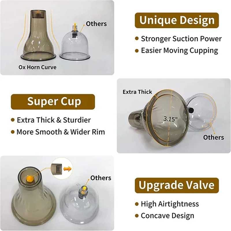 /Kuz/Suction Cups Massage Vacuum Cupping Body Negative Pressure Guasha Therapy Cupping Cans For Massage Anti