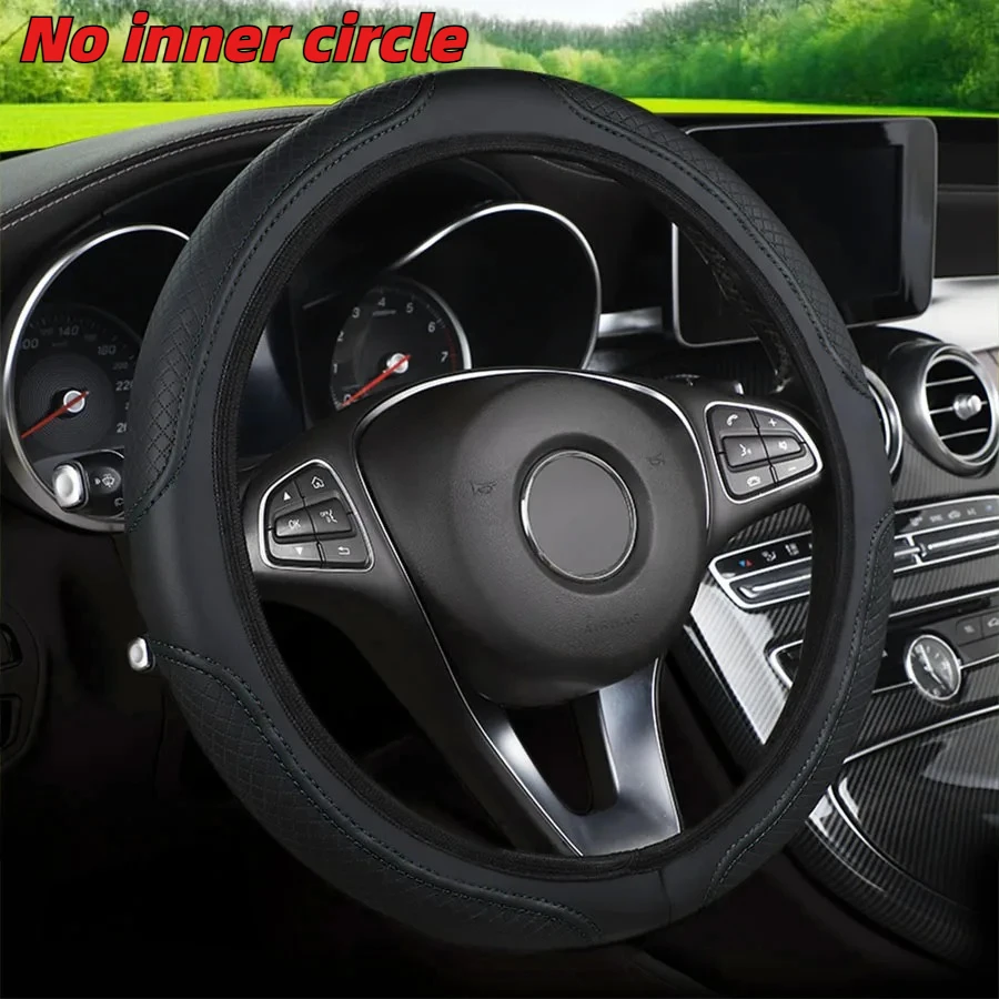 

Artificial Leather Three-dimensional Embossed-car without Inner Ring Steering Wheel Cover Auto Parts for 14.5-15 Inches