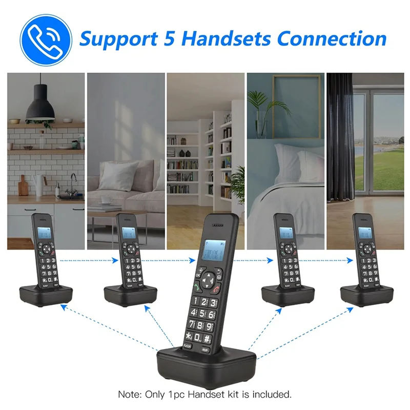 M01K D1102B Cordless Phone With Answering Machine Caller ID/Call Waiting 1.6 Inch Backlight LCD 3 Line Screen EU Plug