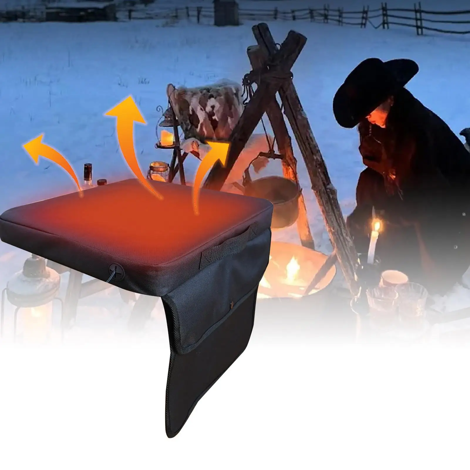 

Подушка сиденья с подогревом, водонепроницаемая грелка с питанием от USB, складная теплая подушка сиденья с подогревом для офиса, дома, стадиона, кемпинга