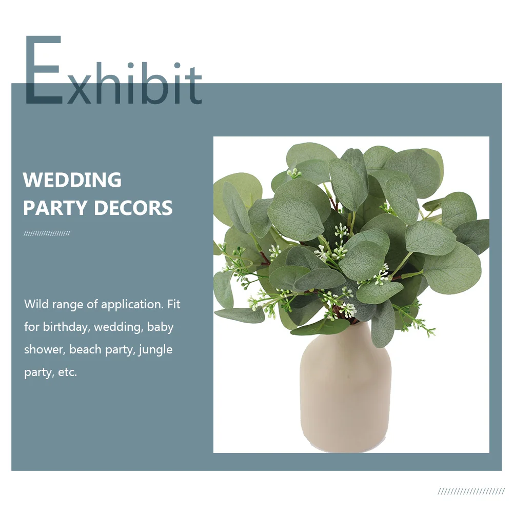 

12pcs Eucalyptus Leaves With Berries Artificial Greenery For Home Decor Wedding Party Jungle Shower Beach Events Simulated