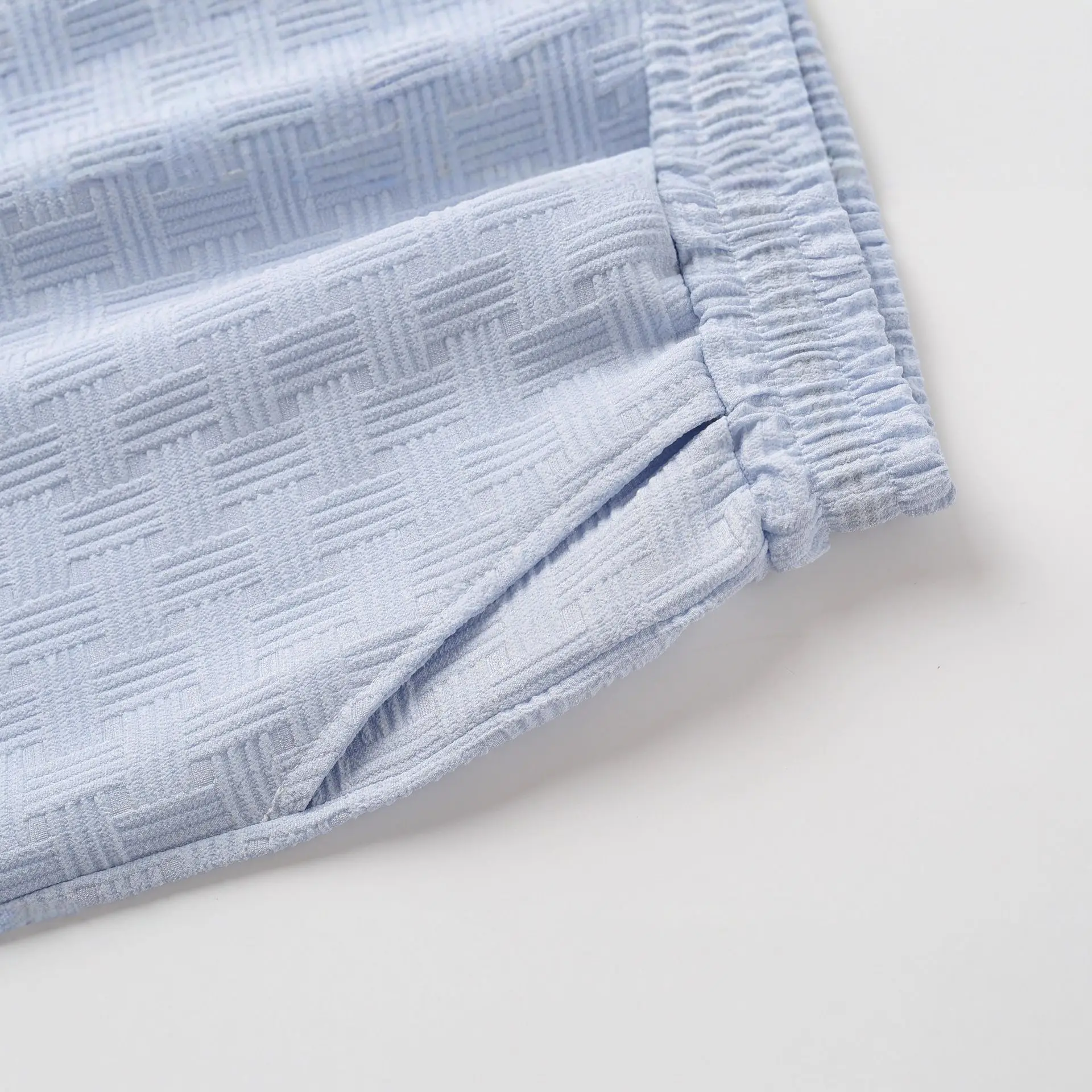 Herren Neues Freizeit-2-Teiler-Set: Einfarbiges Jacquard-Hemd mit Revers und Kurzarm, Shorts mit Kordelzug – Sommer-Outdoor-Reiseanzüge – Detail 38