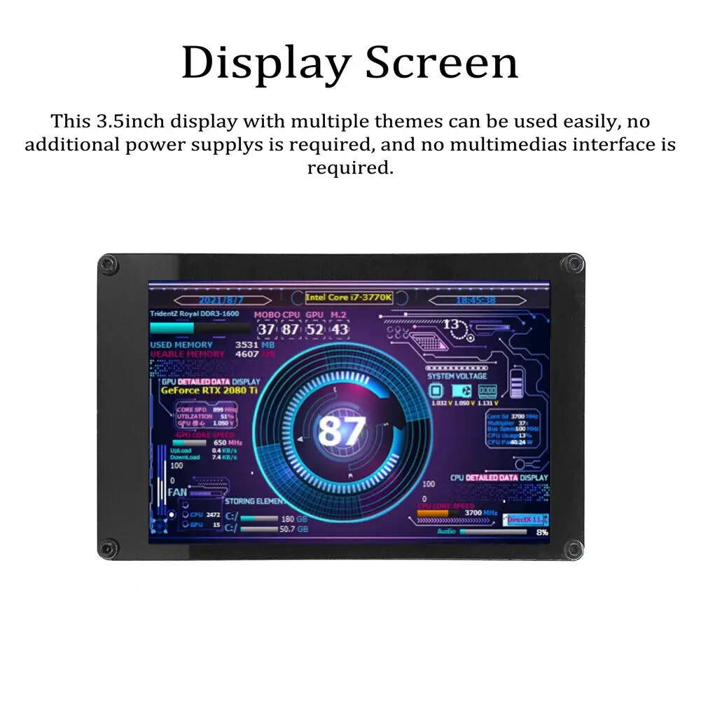 

3.5inch AIDA64 IPS Dual USB Secondary LCD Display Screen Monitor 360° Rotation is Compatible with Multiple Systems for Computer