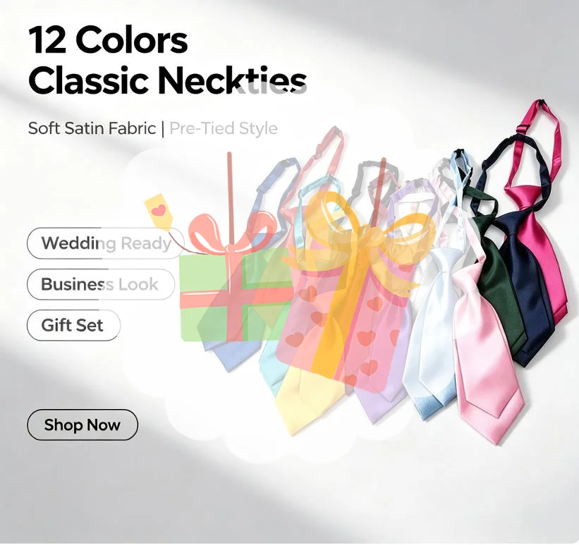 Fashion 20CM Women Necktie British Double Layer Cravat Adjustable Novelty Children Neck Wear