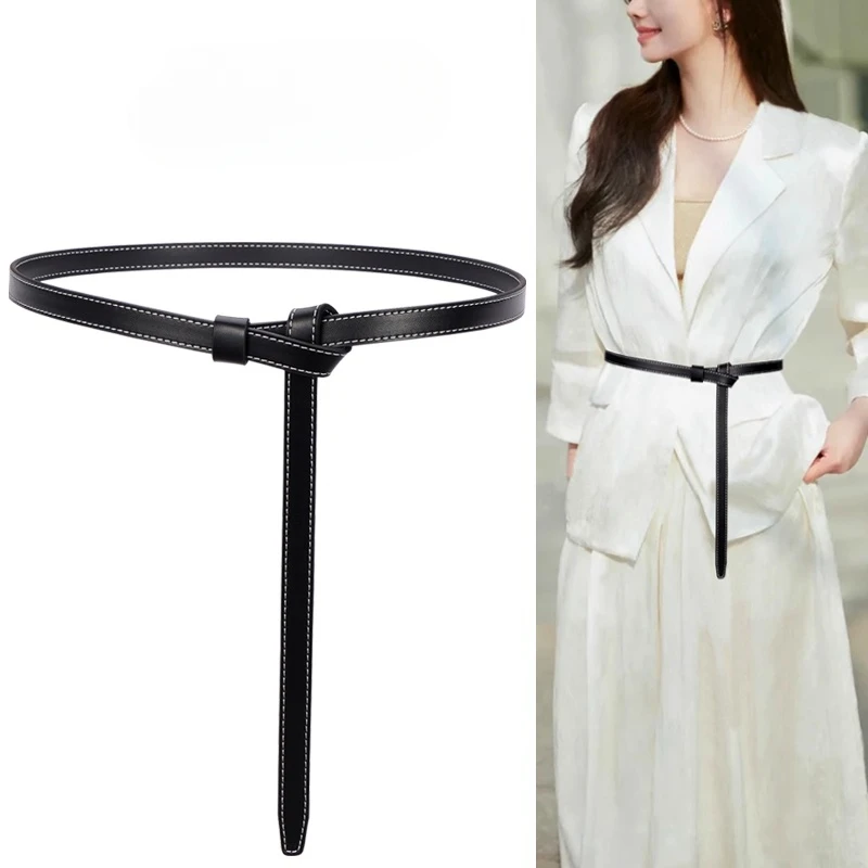 

198cm Slim Waist Chain Belt Knotted String Waistband for Dresses, Perfect for Elegant Vintage Style