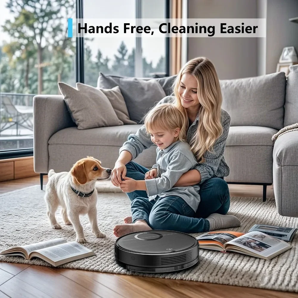 Robot Vacuum and Mop Combo, Robotic Vacuum Cleaner with Schedule, Wi-Fi/App/Remote, Self-Charging, Slim, Ideal , Pet Hair
