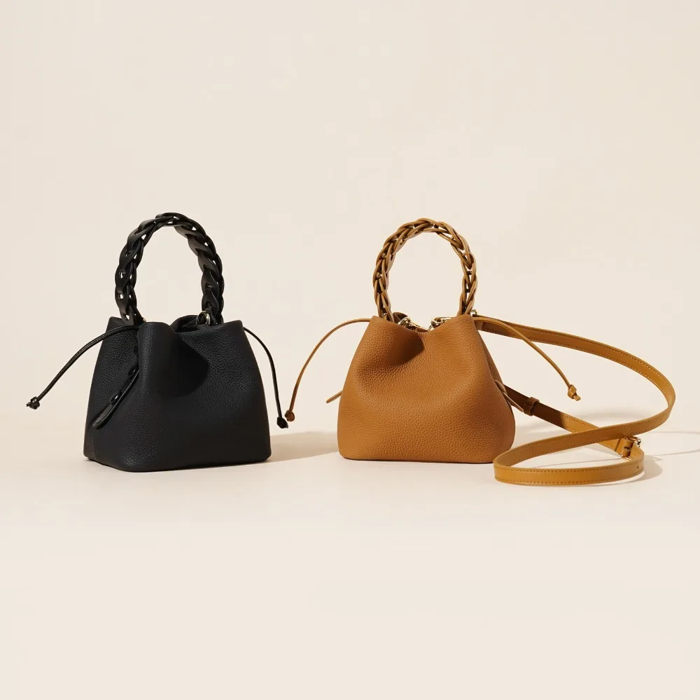 

Cowhide Bucket Bag 2025 New High Quality Genuine Leather Crossbody Shoulder Versatile Commuting Shoulder Elegant Handbag