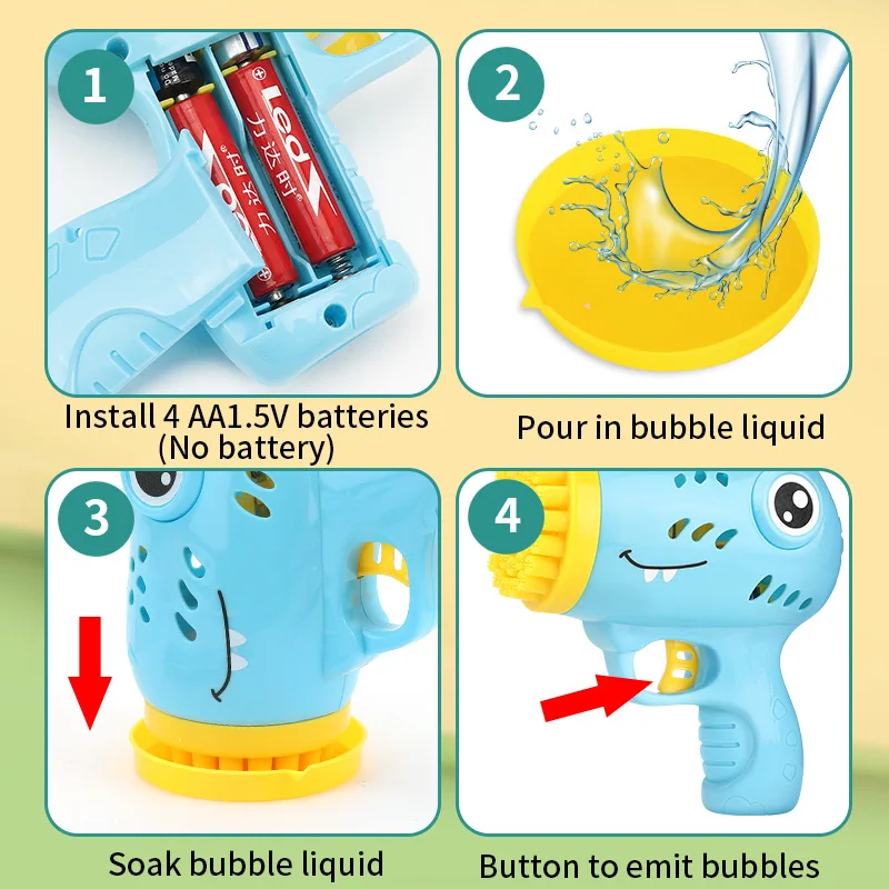 Nieuwe 36 Gaten Dinosaurus Bubble Machinegeweer Speelgoed Voor Kidssoapbubblemachinegunstoyschildrengift Zonder Batterij En Bubbelwater