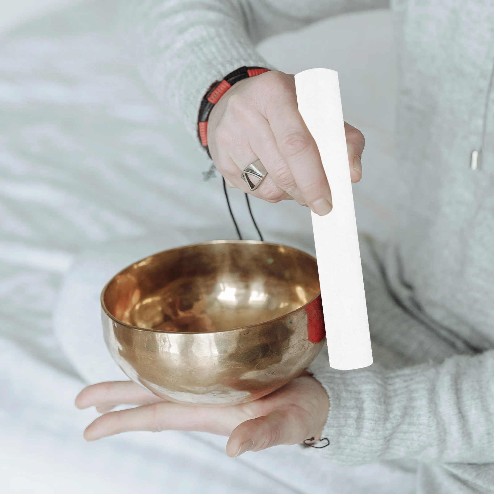 

Buddha Sound Bowl Mallet Singing Striker Rubber Pure Sheepskin Small Light Store Crystal Relaxing Musical Accessories