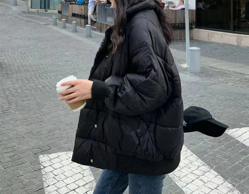 

Black Down Women's 2025 Winter New Loose Thickened Cotton Clothes Bread Clothes Jacket
