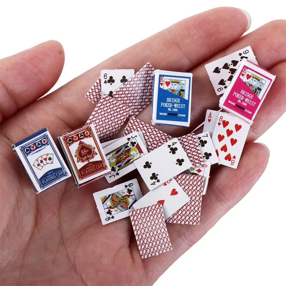 Akcesoria 1:12 Domek dla lalek Karty do gry w pokera Miniaturowy domek dla lalek Mini karty do gry Miniaturowe gry Poker