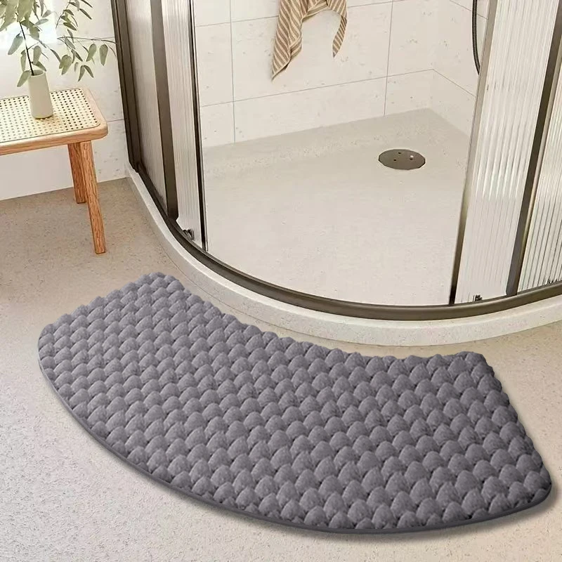 Home bathroom anti-slip mat thickened fan-shaped soft mat toilet plush mat, shower room door mat entrance mat