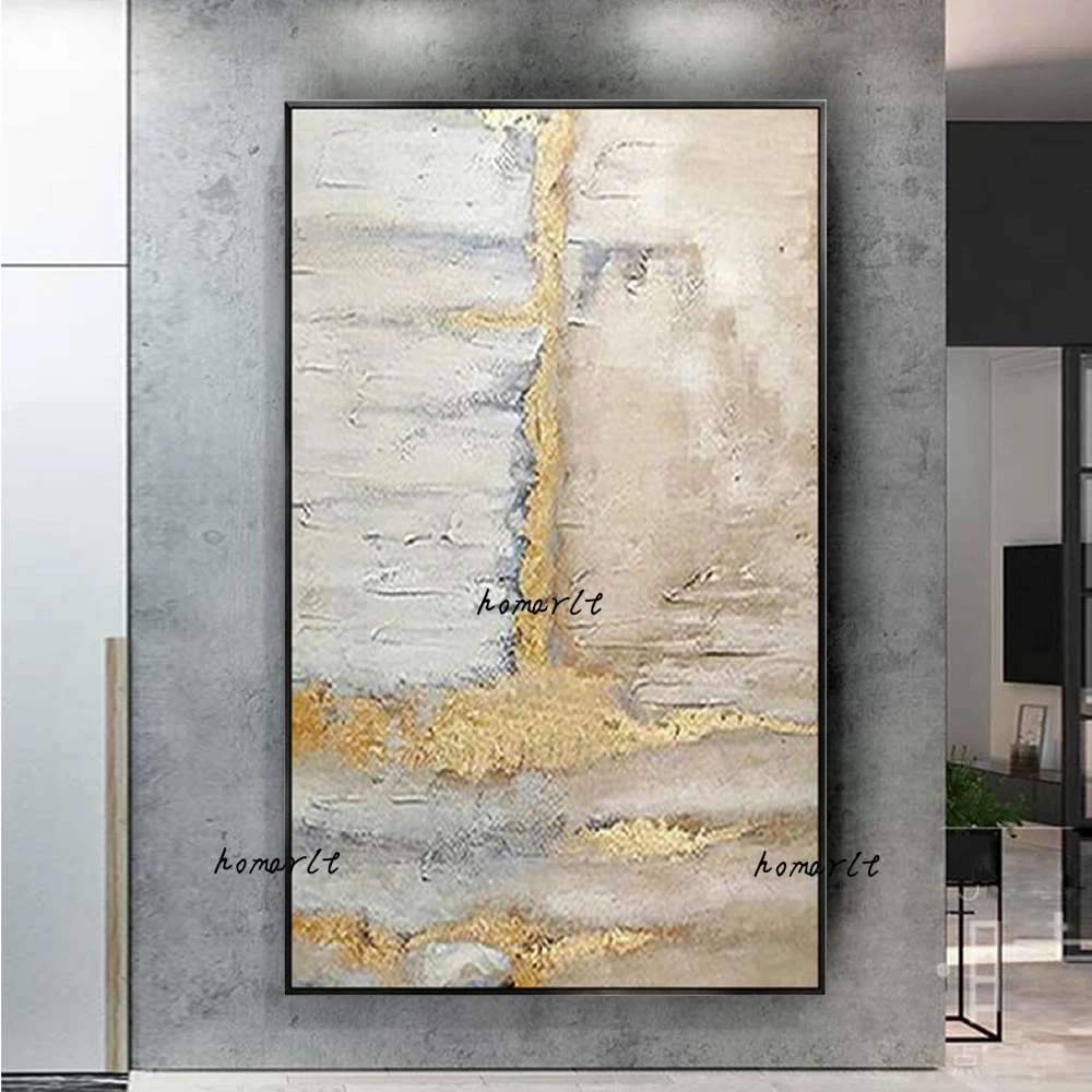 

Large Modern Home Decoration Painting Hand-Painted Oil Painting Abstract Gold Foil Art Canvas Painting Living Room Mural Decor