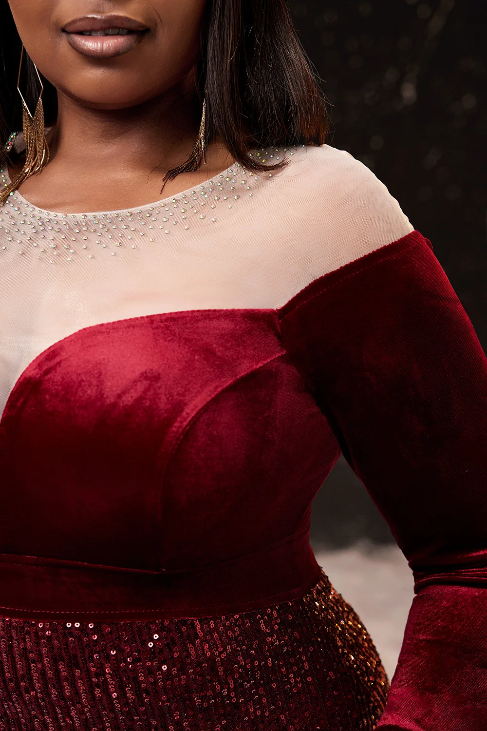 Robe de soirée sirène longue pour femme, grande taille, robe de Rhbordeaux, batterie à sequins, robe maxi