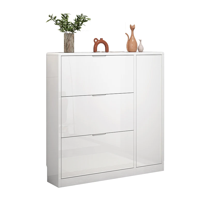 Armoire à chaussures en bois blanc nordique, meuble de rangement ultra fin, meuble de luxe pour couloir, entrée étroite, T1, gain de place