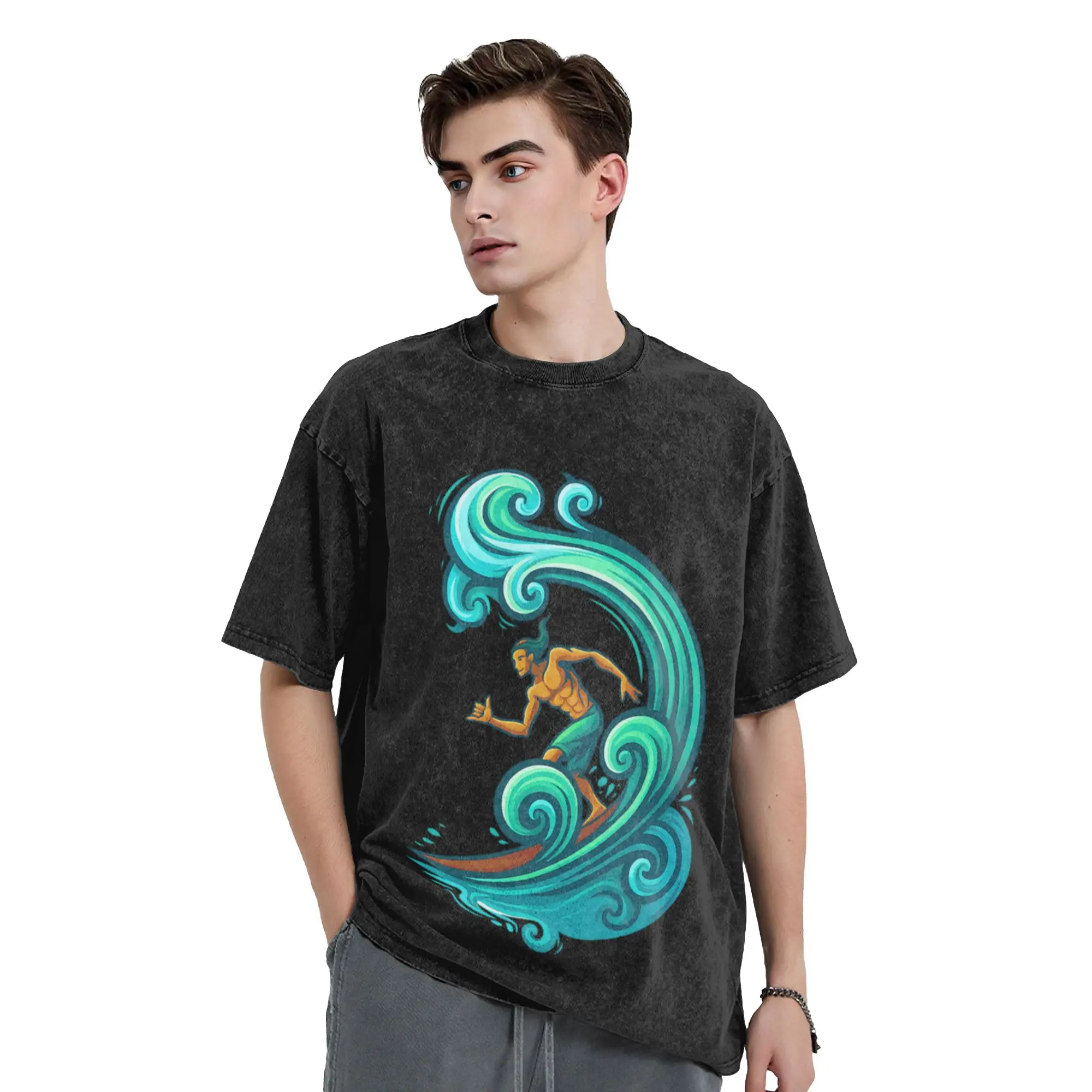Surfing 04 Unique Stylish A Vintage Oversized Cotton Unisex T-Shirts