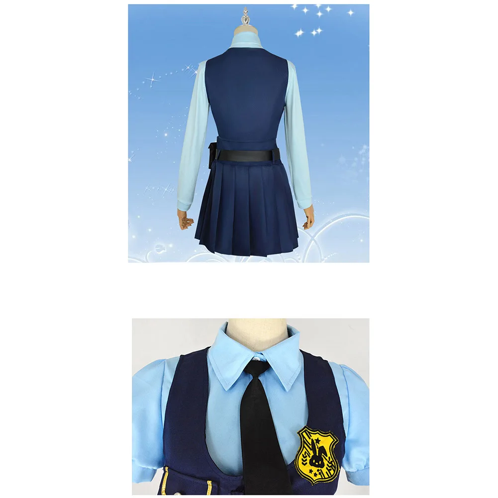 2025 Judy Cosplay Hopps Costume Cartoon Roleplay Adult Women JK Uniform Shirt Vest Skirt Outfits Halloween Carnival Party Suit - Image 4