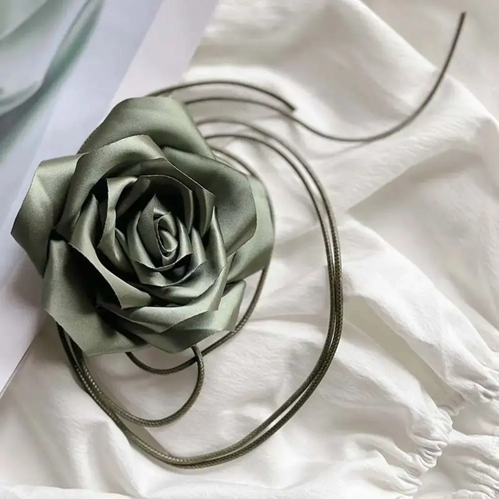 

New Satin Rose Lace Neck Necklace Neckband Personality Choker Necklace Luxurious Fashion Body Chain Women
