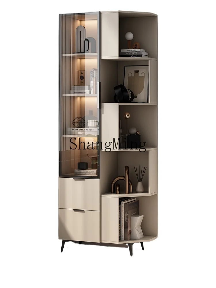

LXY living room solid wood multi-layer display rack corner storage cabinet simple sofa side storage cabinet