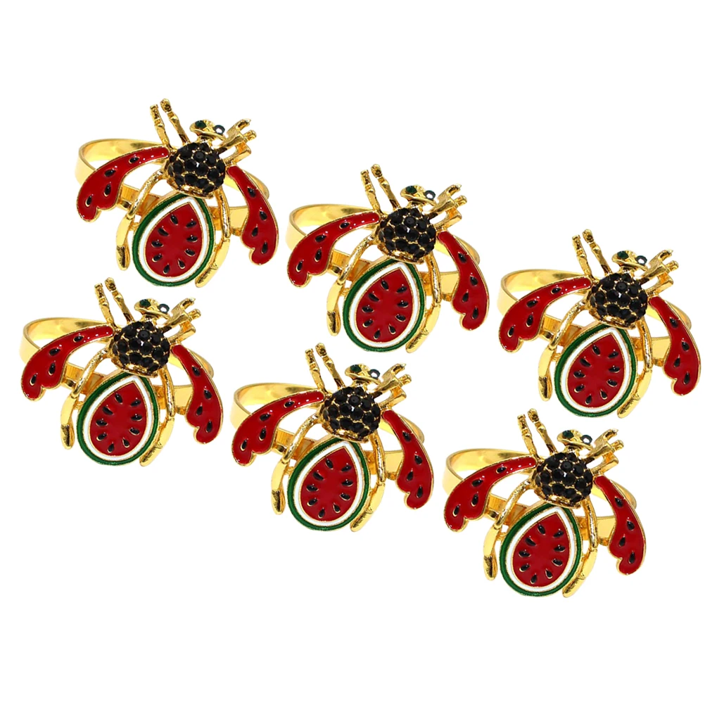 

6pcs Napkin Rings Elegant Alloy Bee Theme Hawaiian Style Table Decorations Banquet Party Supplies Reusable Durability