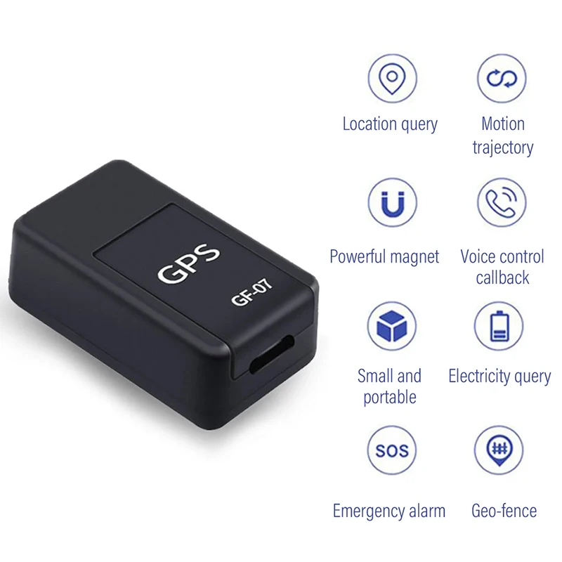 Mini Magnetic GPS Car Tracker, Rastreamento em Tempo Real, Anti Mount, Posicionador de Mensagem SIM, Localizador de Veículos em Tempo Real, Pet Tracker, GF-07