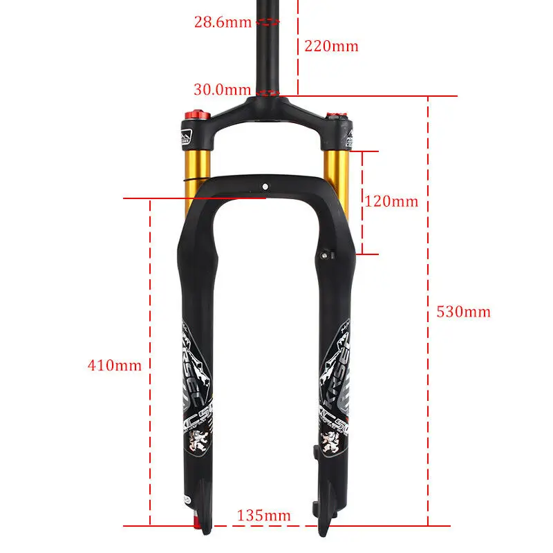 KRSEC 26 MTB widelec zawieszenie rower widelec 26 Cal MTB rower śnieżny regulacja odbicia MTB rower widelec tłuszczu 4.0 ''Mountain Bike część