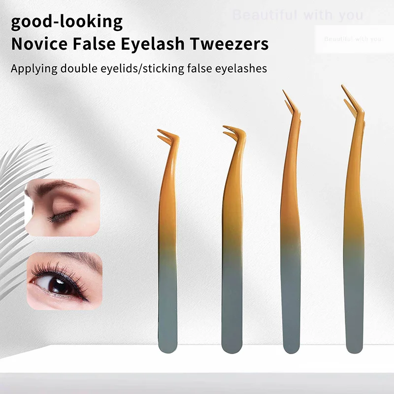 New1 قطعة التدرج رمش تمديد الملقط الفولاذ المقاوم للصدأ ثلاثية الأبعاد مشبك دقيق ملاقط رمش رمش تمديد لوازم أداة #2